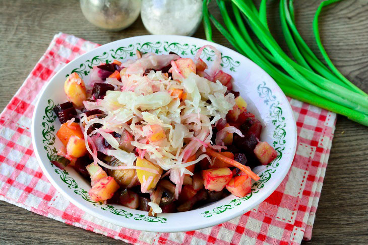 Vinaigrette with fried mushrooms - an original recipe for your favorite dish