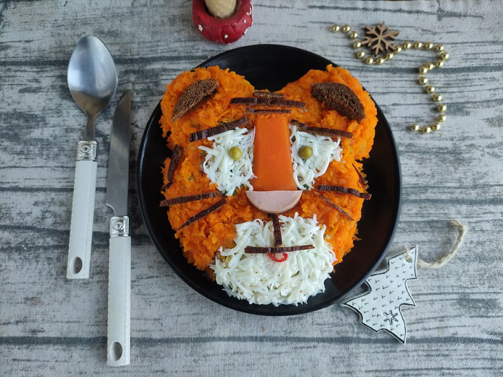 Salad "Tiger" on the New Year's table - festive and tasty