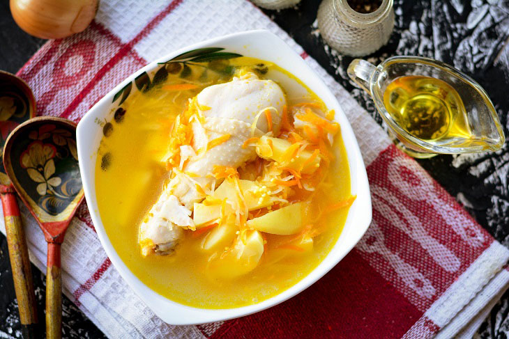 Kapustnyak soup with chicken and sauerkraut is a hearty meal for the whole family