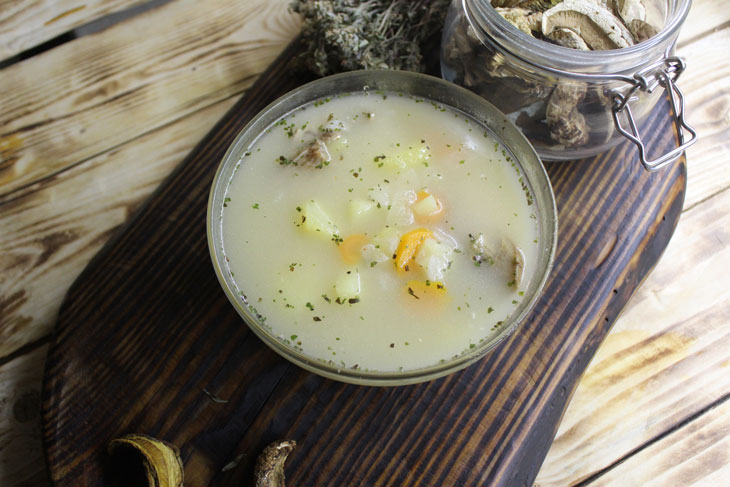 Creamy soup with porcini mushrooms - a tasty and fragrant first course in a hurry
