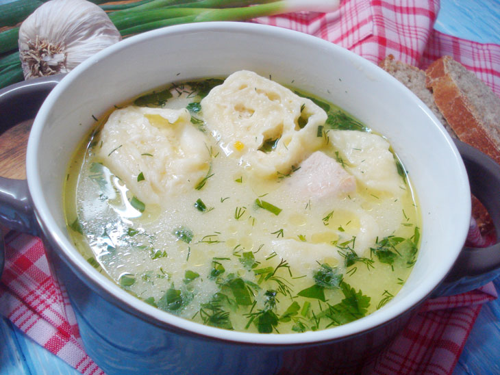 Soup with cheese dumplings - step by step recipe with photo