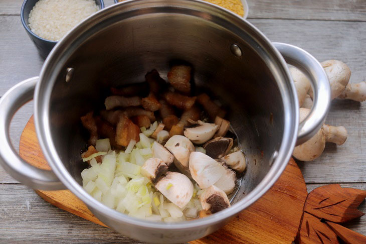 Porridge with millet and mushrooms - nutritious and aromatic