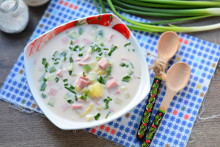 Okroshka on ryazhenka - perfect for summer