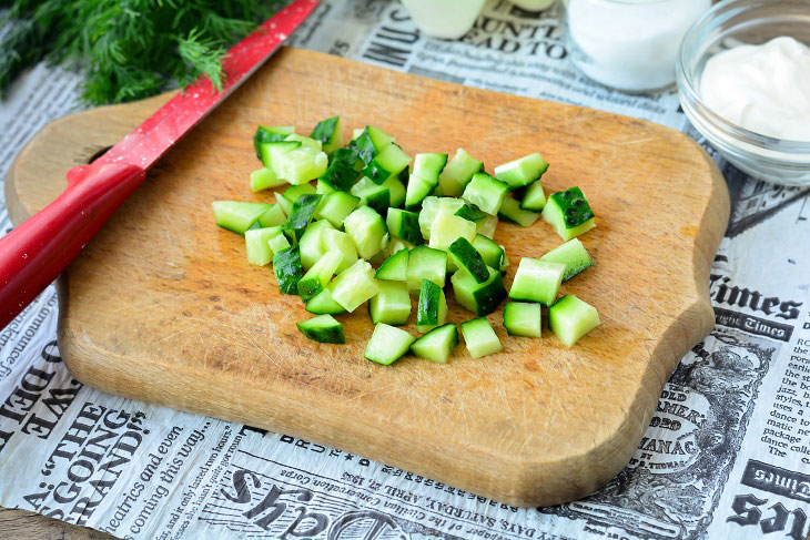 Okroshka on whey with sausages - refreshing and fragrant