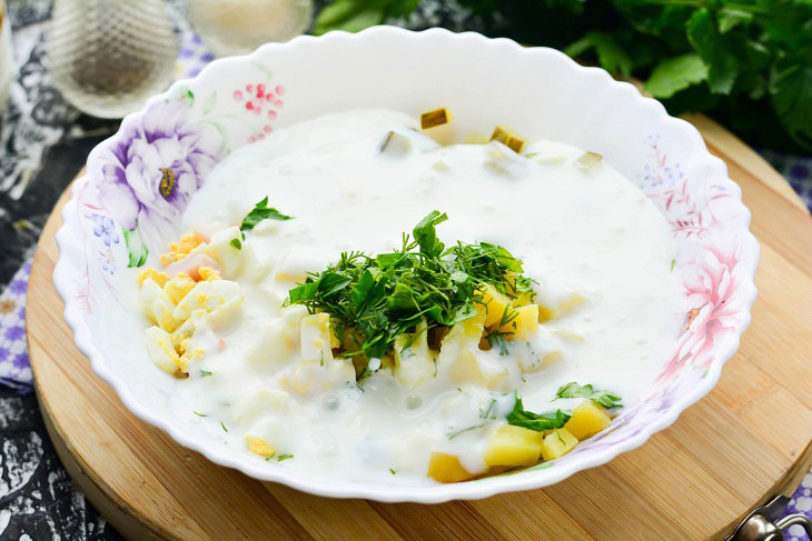 Winter okroshka is an interesting and nutritious dish