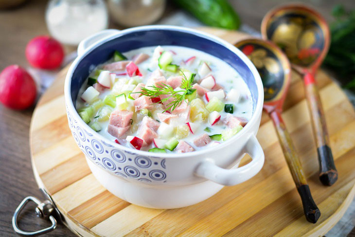 Ukrainian okroshka on kefir is the best dish in the summer heat