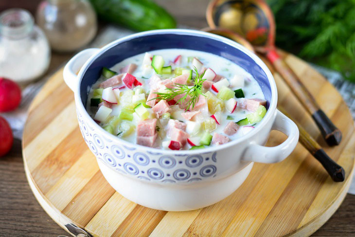 Ukrainian okroshka on kefir is the best dish in the summer heat