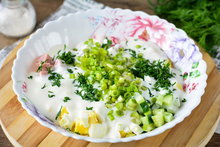 Ukrainian okroshka on kefir is the best dish in the summer heat