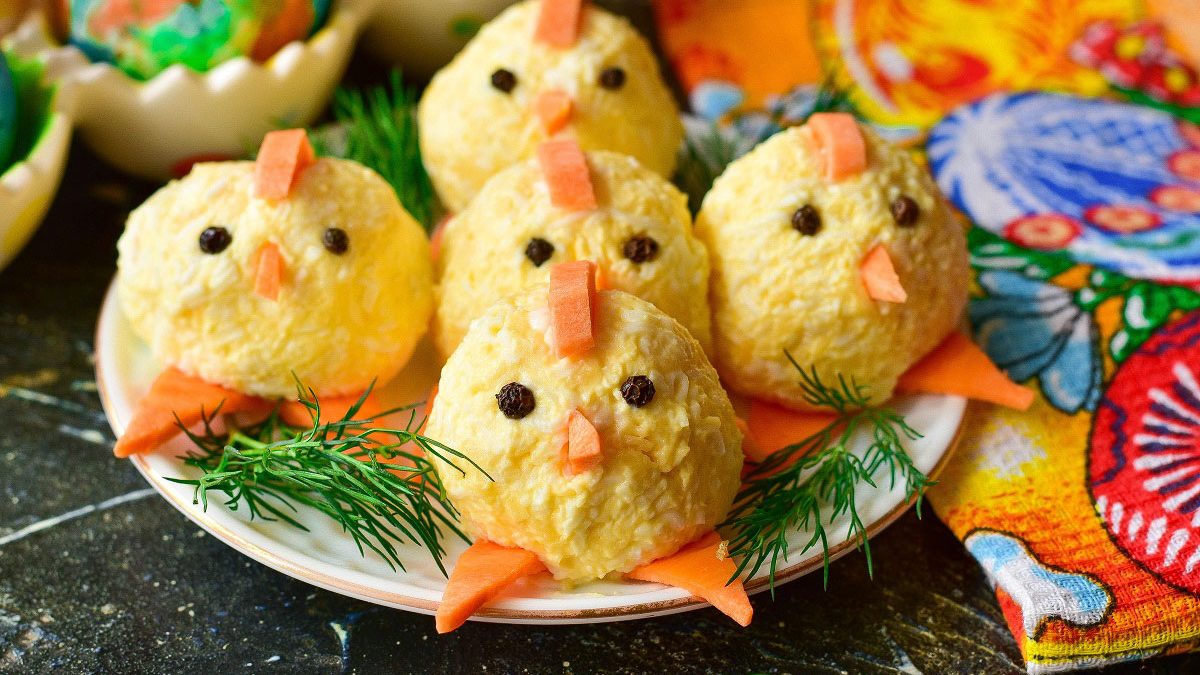 Cheese balls “Chickens” for Easter – an original appetizer