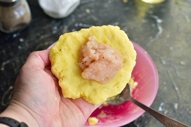 Potato cake with meat - a quick and tasty recipe