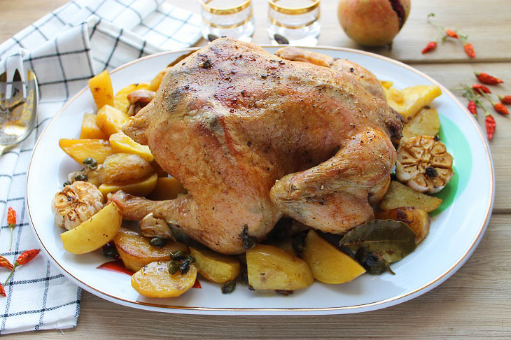 Chicken baked with garlic - a special aroma and taste