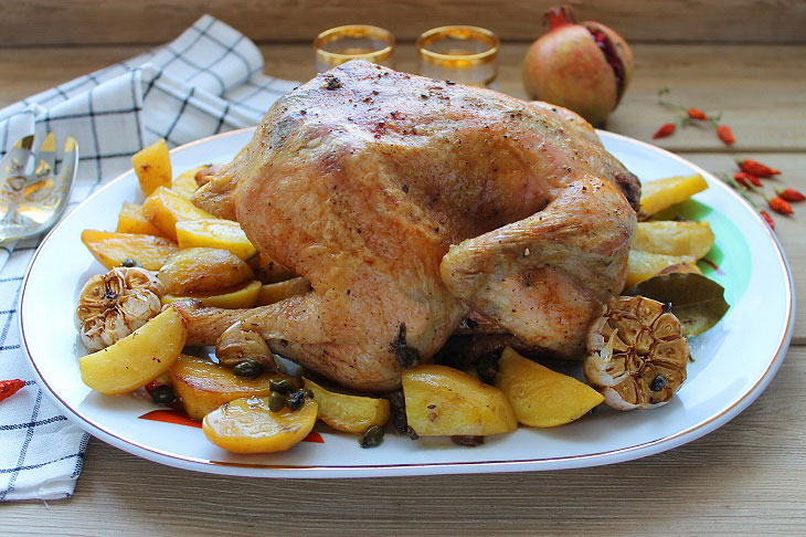 Chicken baked with garlic - a special aroma and taste