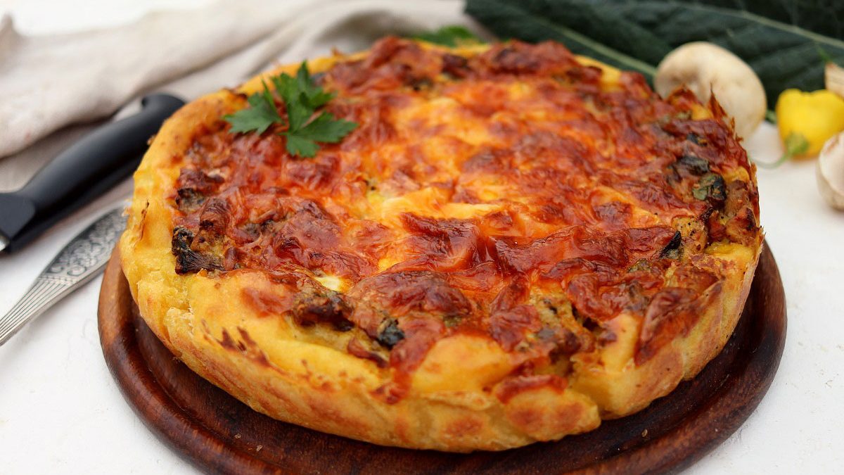 Potato tart with mushrooms and chicken – hearty, fragrant and tasty
