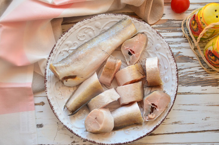 Hake with vegetables in tomato - the fish is very tender and juicy