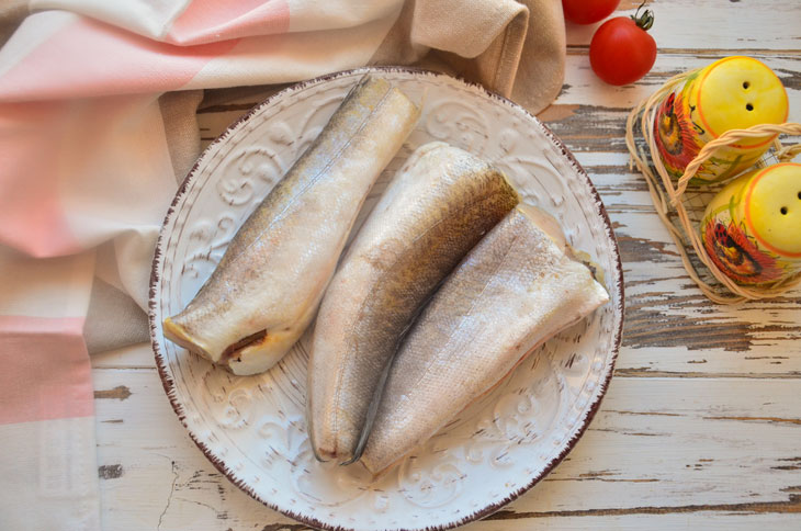 Hake with vegetables in tomato - the fish is very tender and juicy