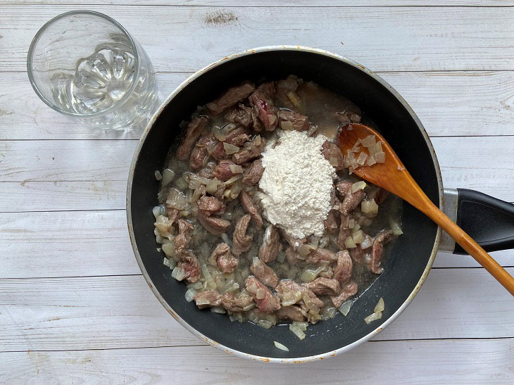 Classic beef stroganoff - unusually tender and juicy meat