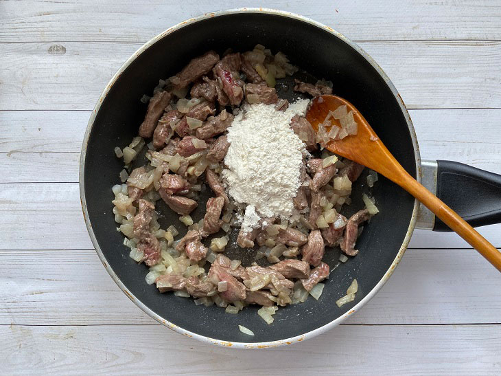 Classic beef stroganoff - unusually tender and juicy meat