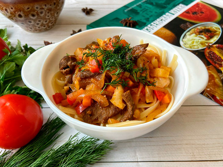 Lagman with beef - a hearty and nutritious dish