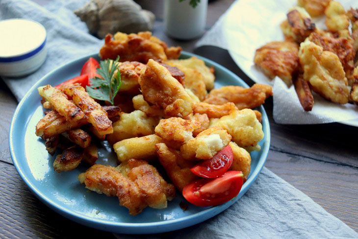 Fish stripes in batter - they quickly fly off the table