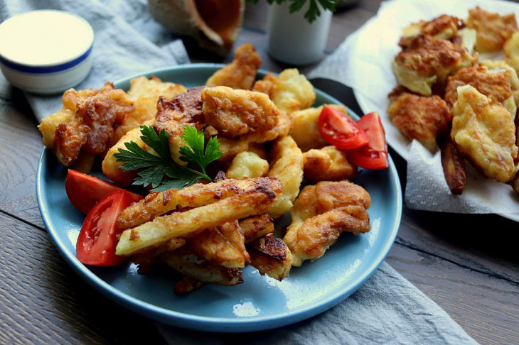 Fish stripes in batter - they quickly fly off the table