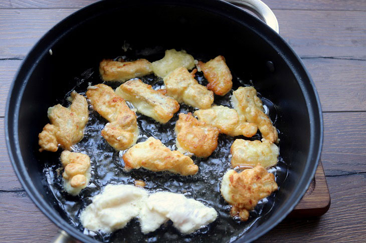 Fish stripes in batter - they quickly fly off the table