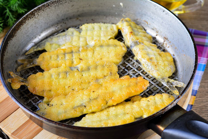 Fried capelin in batter - a quick and easy recipe