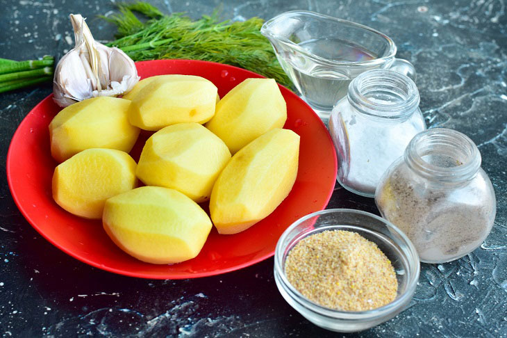 Garlic Potatoes "Eating" in the oven - tasty and appetizing