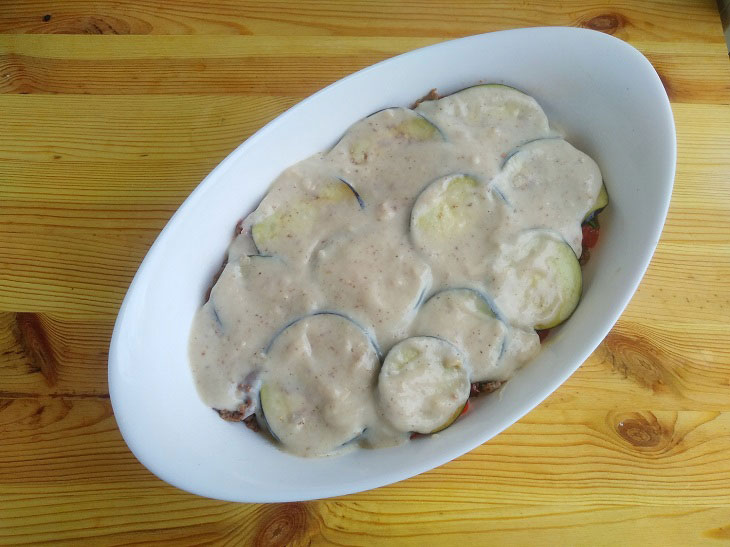 Moussaka with eggplant in Greek - a very tender and juicy dish