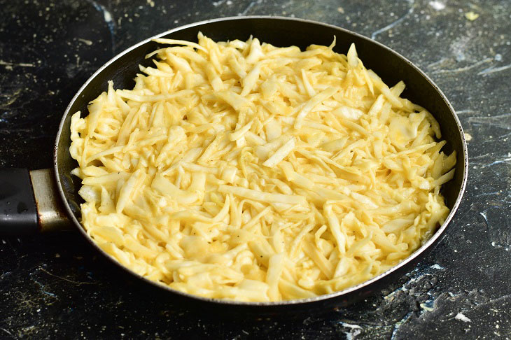 Cabbage casserole in a pan - it turns out juicy and tasty