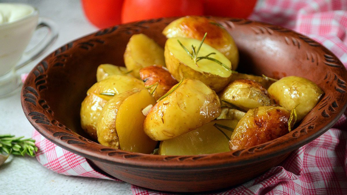 New potatoes with garlic in the oven – simple and very tasty