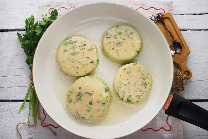 Zucchini fried in batter - very tender and fragrant