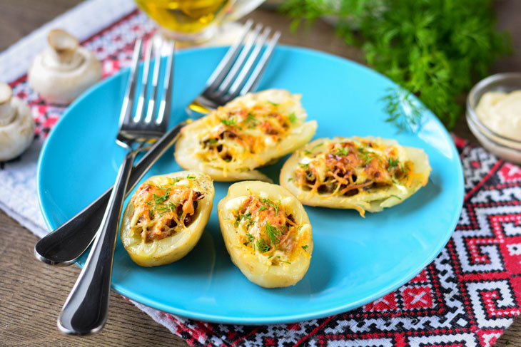 Potato boats with mushrooms and cheese - the perfect vegetable dish for the holiday
