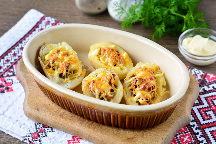 Potato boats with mushrooms and cheese - the perfect vegetable dish for the holiday