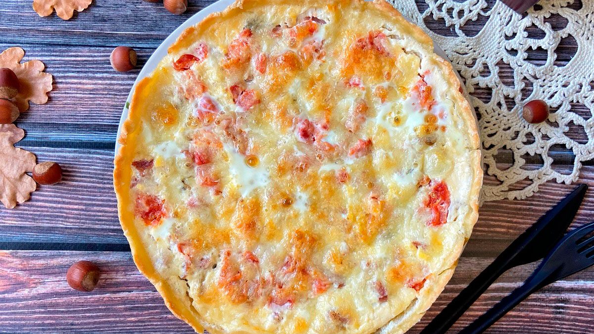 Quiche with mushrooms and cheese – juicy, tender and fragrant