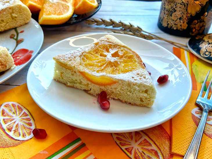 Quick pie with oranges - very beautiful and spectacular pastries