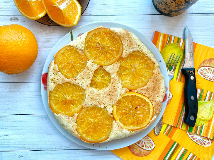 Quick pie with oranges - very beautiful and spectacular pastries