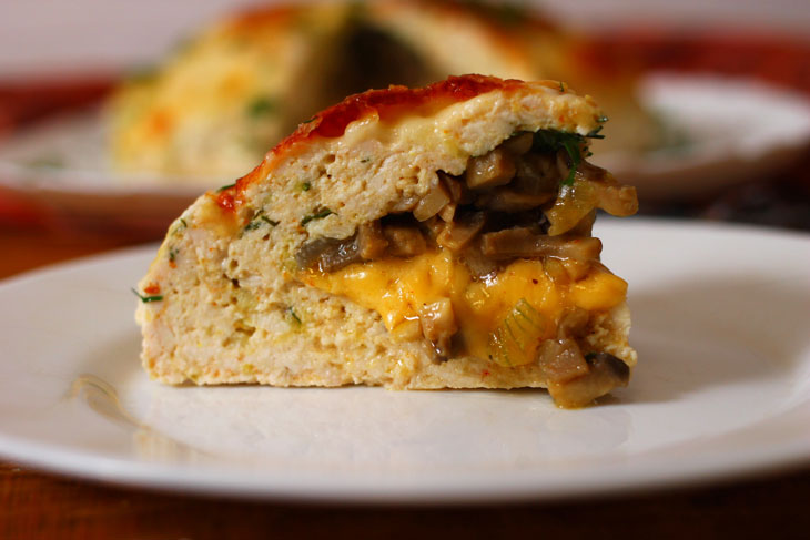 Delicious and quick chicken pie with mushrooms and cheese