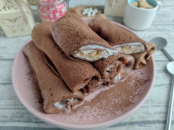 Pancakes "Tiramisu" - a delicious and festive dessert