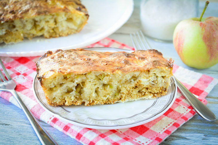 Bulk pie with apples - tender, soft and delicious