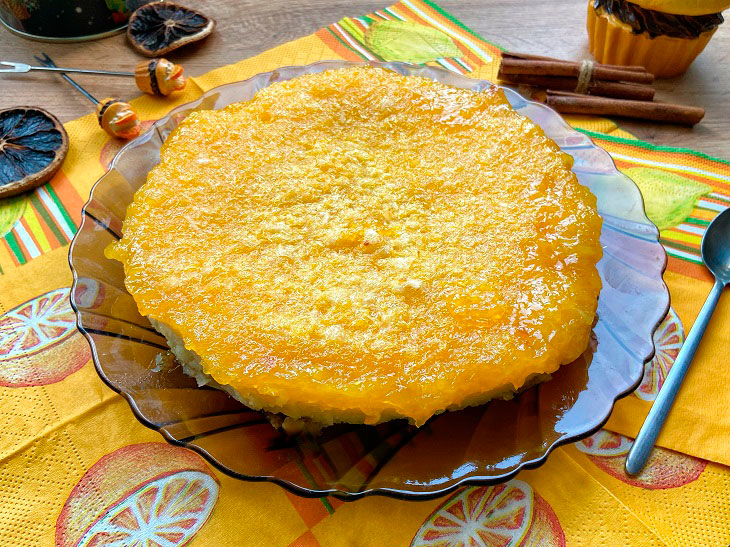 Cottage cheese and orange casserole - a bright and mouth-watering dessert