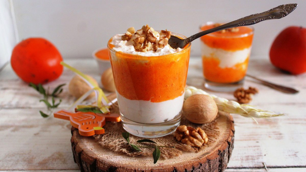 Dessert from cottage cheese and persimmon – tasty, tender and satisfying