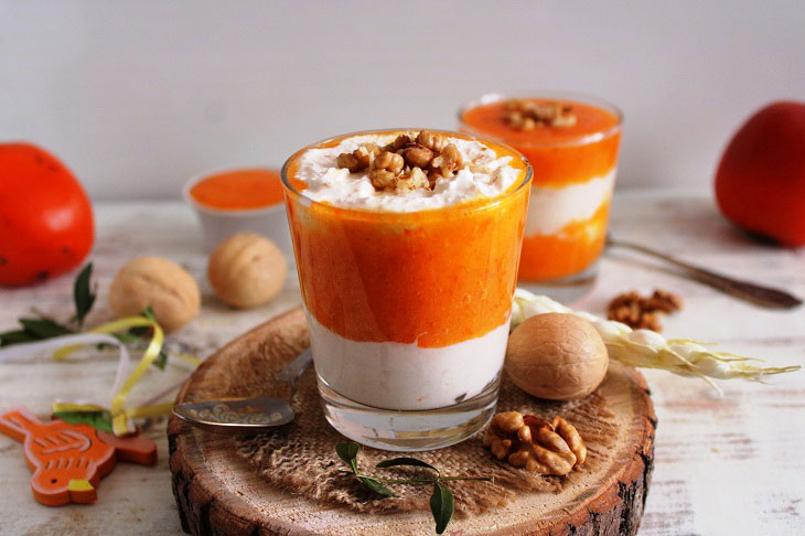 Dessert from cottage cheese and persimmon - tasty, tender and satisfying