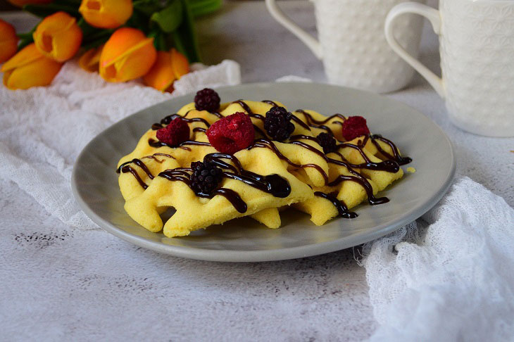 Belgian waffles without milk - a delicate and very tasty dessert