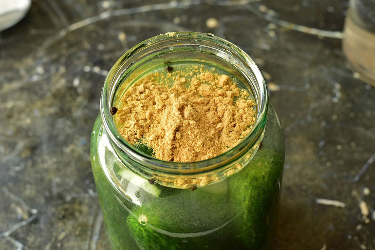 Pickled cucumbers with mustard - original preservation for the winter