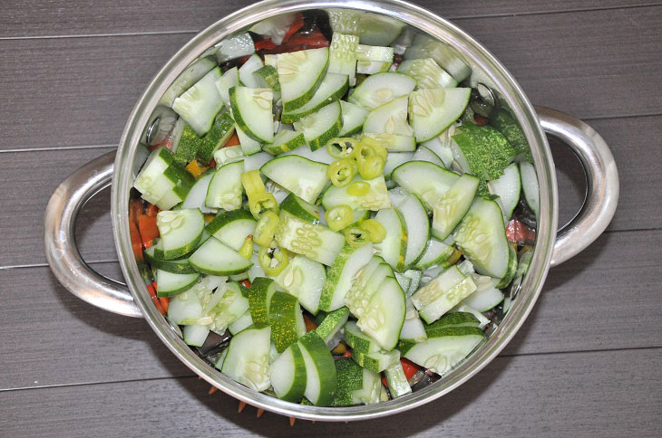 Salad "Caucasian" with cucumbers for the winter - spicy and fragrant