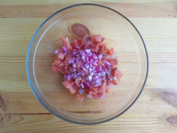 Canape with red fish - a delicious snack on the festive table