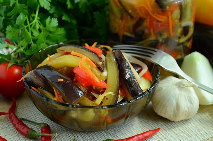 Pickled mildly spicy eggplants - an interesting preparation for the winter