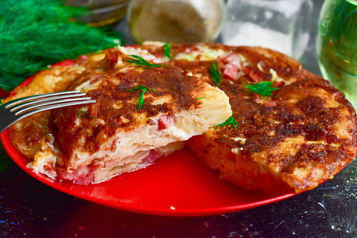 Lavash cake with sausage - an interesting quick snack