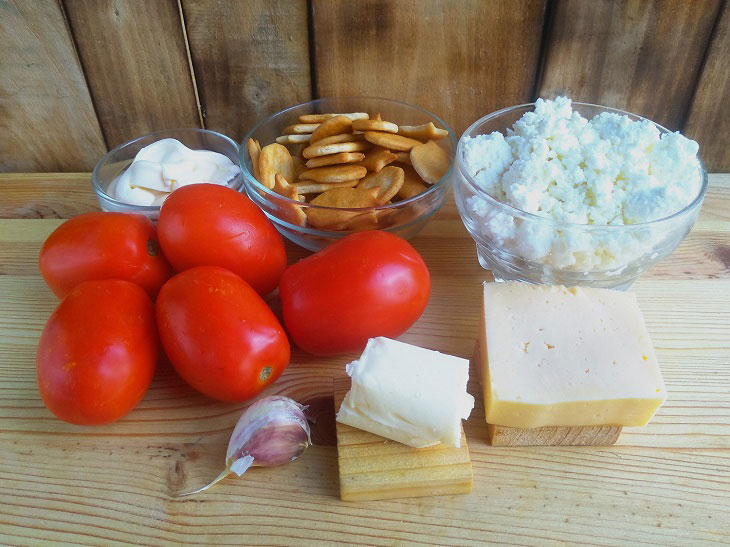 New Year's tomato caps - a bright and unusual snack