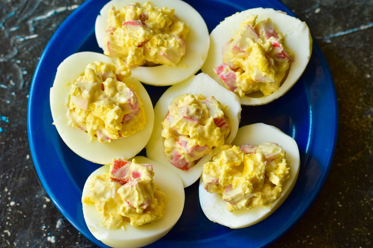 Eggs stuffed with crab sticks - a delicious and elegant appetizer
